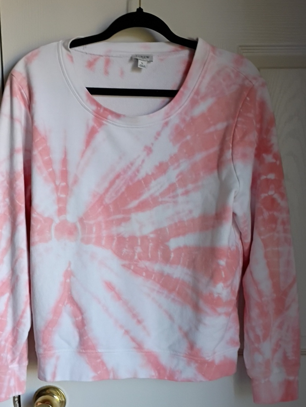 J.Crew crewneck sweatshirt featuring a pink and white sunburst
